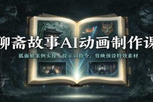 聊斋故事AI动画制作课:狐面娘案例实操,提示词指令,剪映预设特效素材