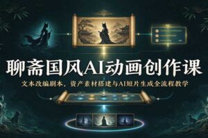 聊斋国风AI动画创作课:文本改编剧本,资产素材搭建与AI短片生成全流程教学
