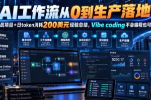 AI工作流从0到生产落地,实战项目+日token消耗200美刀经验总结,Vibe coding不会编程也可以学