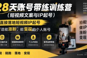 28天账号带练训练营(短视频文案与IP起号),直接落地短视频IP起号,打造能涨粉、能变现的个人账号