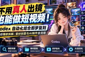 (20988期)不用真人出镜也能做短视频!Codex自动化结合即梦复刻,教你爆款拆解、素材创意与AI制作全流程