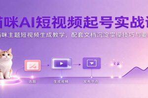 猫咪AI短视频起号实战课:猫咪主题短视频生成教学,配套文档沉淀实操技巧与要点