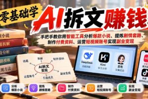 （21030期）零基础学AI拆文赚钱：手把手教你用智能工具分析爆款小说、提炼剧情套路、制作付费资料、运营短视频账号实现副业变现