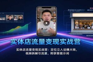 实体店流量变现实战营:定位立人设赚大钱,视频拆解引流量,附获客提示词