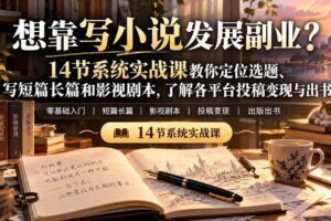 （21031期）【无水印】想靠写小说发展副业？14节系统实战课教你定位选题、写短篇长篇和影视剧本，了解各平台投稿变现与出书