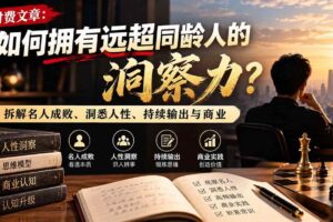 （21025期）付费文章：如何拥有远超同龄人的洞察力？拆解名人成败、洞悉人性、持续输出与商业实践