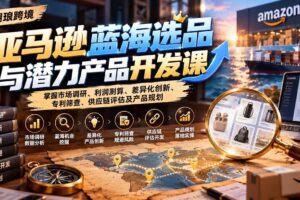 (21035期)亚马逊蓝海选品与潜力产品开发课:掌握市场调研、利润测算、差异化创新、专利筛查、供应链评估及产品规划