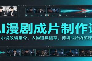 AI漫剧成片制作课：小说改编指令、人物道具提取，剪辑成片全流程