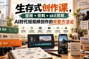 生存式创作课,视频+资料+skil技能,ai时代短视频创作的完整方法论