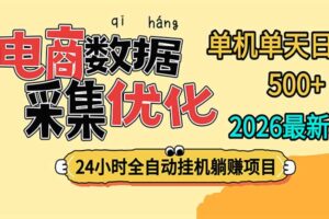 24小时全挂机,单机单天收益 500+,电商数据采集优化