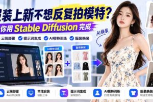 （21099期）服装上新不想反复拍模特？教你用Stable Diffusion完成云端部署、提示词生成、AI模特训练与换装