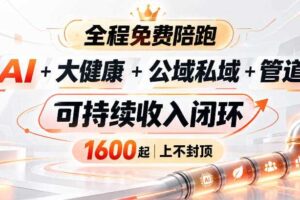 AI+大健康+公域私域+管道+可持续收入闭环,小白可轻松上手,人人可以打造管道收益