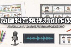 动画科普短视频创作课：科普文案撰写，配音剪辑与AI动画分镜实战教学
