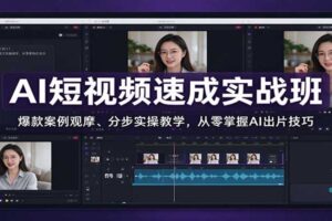 AI短视频速成实战班:爆款案例观摩、分步实操教学,从零掌握AI出片技巧