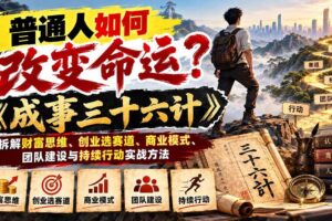 （21130期）普通人如何改变命运？《成事三十六计》拆解财富思维、创业选赛道、商业模式、团队建设与持续行动实战方法