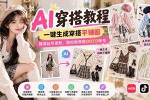 (21134期)【无水印】AI穿搭教程|一键生成穿搭平铺图,精准起号涨粉,轻松做穿搭OOTD账号