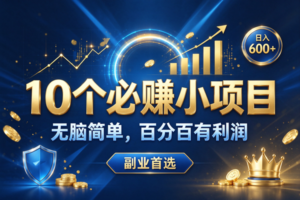 （21154期）9个必赚的前小项目，超级的简单，百分百赚米，副业首选，日入500+