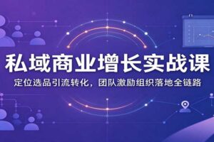 私域商业增长训练营:定位选品引流转化,团队激励组织落地全链路