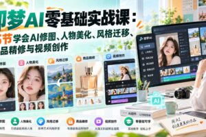 即梦AI零基础实战课:65节学会AI修图、人物美化、风格迁移、商品精修与视频创作